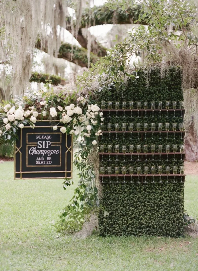 The Champagne Wall Wedding Trend